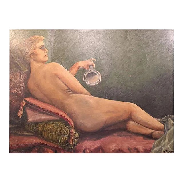 Large Painting with Motif of a Naked Woman by O. Rosmund, 1910 For Sale
