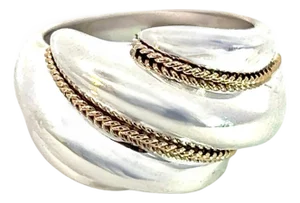 1990s Tiffany & Co Estate Shrimp Ring Size 5.25 14k Gold + Sterling Silver