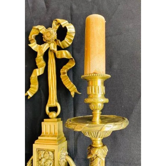 French French Bronze Three Light Electrified Wall Sconce For Sale - Image 3 of 11