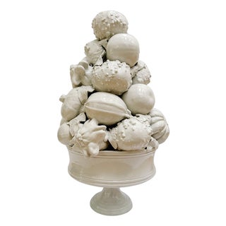 1960s Large Scale Italian Creamware Fruit & Vegetable Topiary Centerpiece For Sale