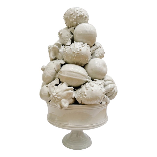 1960s Large Scale Italian Creamware Fruit & Vegetable Topiary Centerpiece For Sale