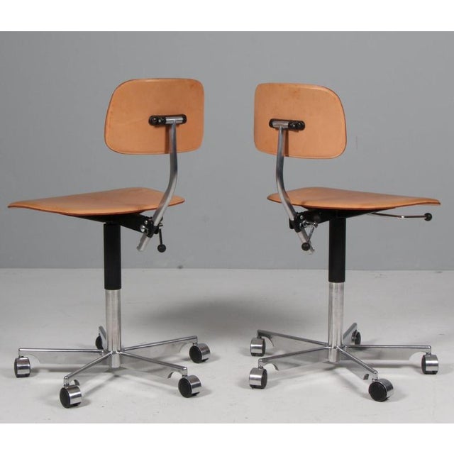 Danish Kevi Office Chair in Butthide Leather attributed to Jørgen Rasmussen, 1960s For Sale - Image 9 of 10