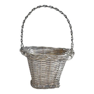 Small Silver Metal Easter Basket For Sale