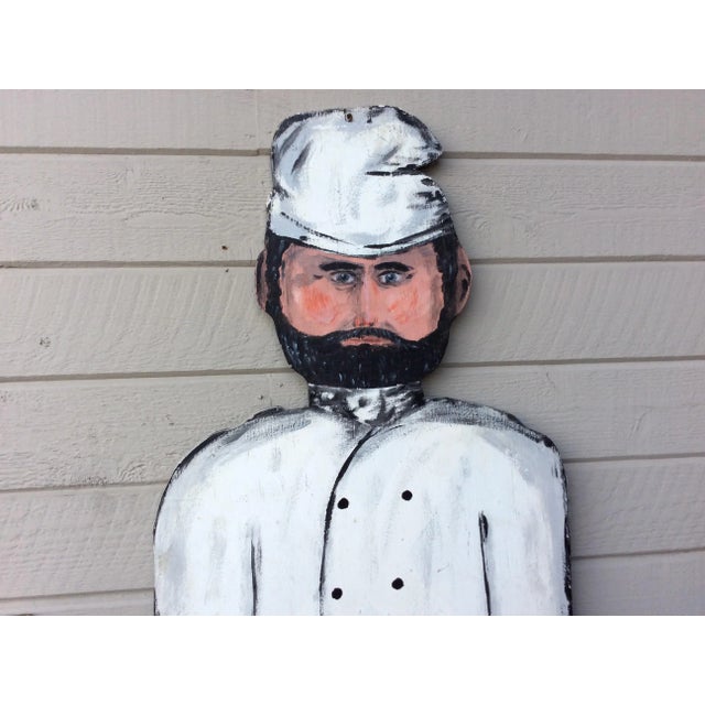 Vintage Late 20th Century French Wood Painted Two Sided Chef Sign For Sale - Image 6 of 13