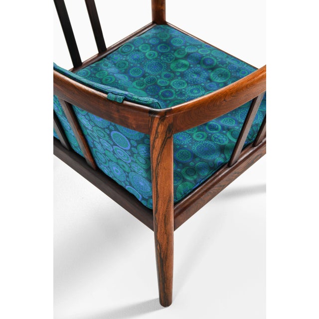 Easy Chairs in Rosewood and Original Fabric attributed to Illum Wikkelsø, 1964, Set of 3 For Sale - Image 6 of 8