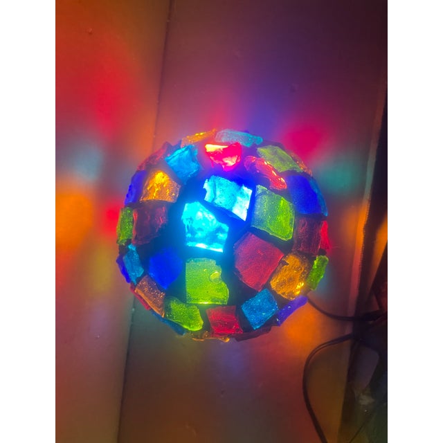 Brutalist Peter Marsh Brutalist Hanging Colored Glass Chunk Fragment Globe Pendant Light For Sale - Image 3 of 12