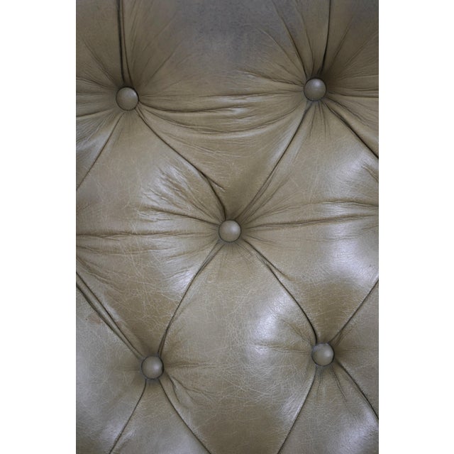 Green Green Tufted Leather Lounge Chair W. Ottoman For Sale - Image 8 of 18