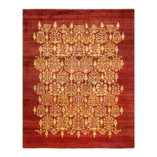 Vintage Traditional Hand Knotted Wool Area Rug, Red - 8'0" X 9'10" For Sale