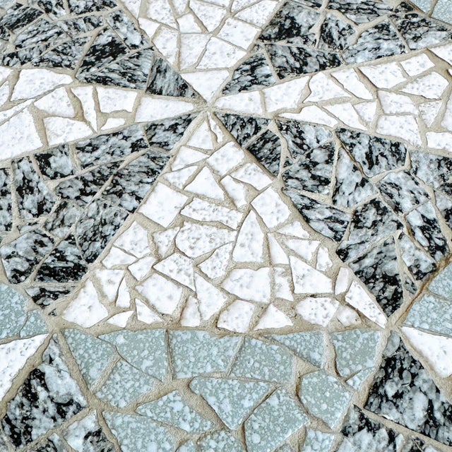 1970s Blue and White Mosaic Ceramic Octagonal Side Table, 1970s For Sale - Image 5 of 13