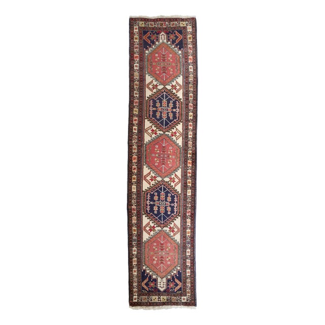 Runner Rug with Geometric Medallion Pattern, 1960s For Sale