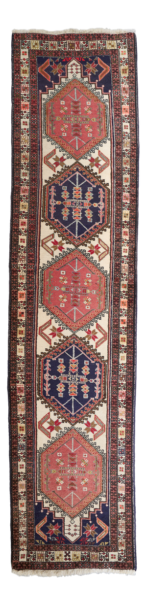 Runner Rug with Geometric Medallion Pattern, 1960s
