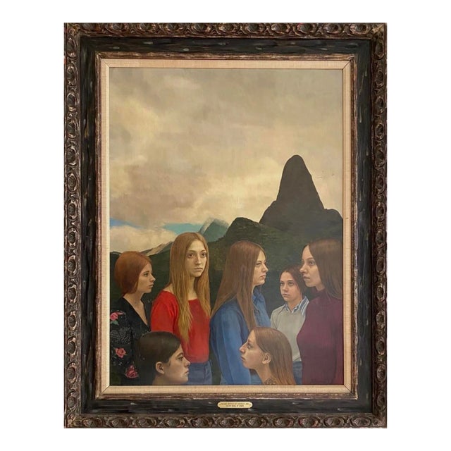 Harold Edmonds - Three Virgins, Signed (1973, Oil on Masonite)/John Currin For Sale