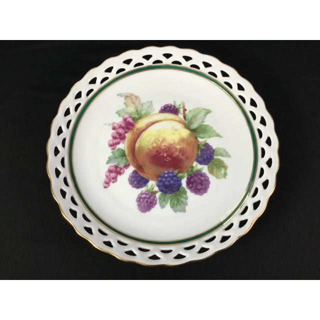 H.M.S. Royal Hanover reticulated dessert plates Hand painted porcelain -gold trim 19th century