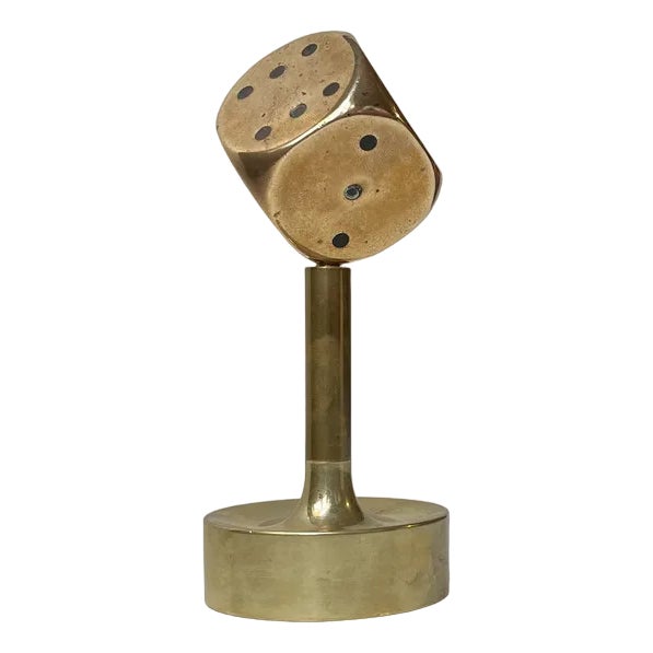 Mid-Century Desk Sculpture of Dice in Bronze, 1950s For Sale