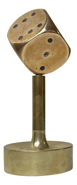 Mid-Century Desk Sculpture of Dice in Bronze, 1950s