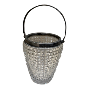 Mid-Century Italian Mini Ice Bucket Diamond Cut Crystal Towle William Adams