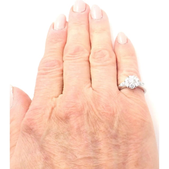 Van Cleef & Arpels Platinum Diamond Fleurette Flower Ring, Size 5 For Sale - Image 10 of 10