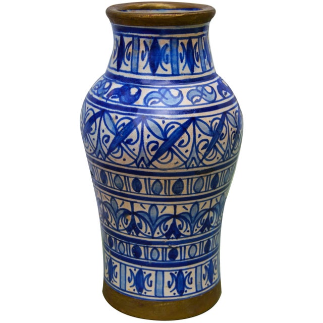 Mid 20th Century Mid 20th Century Blue-Patterned Moorish Vase For Sale - Image 5 of 11