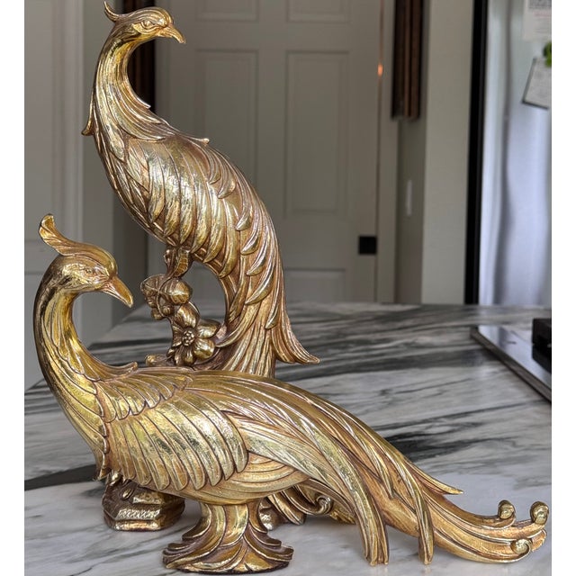 Mid-Century Modern Hollywood Regency Syroco Pair of Peacocks -Set of Two For Sale - Image 3 of 12