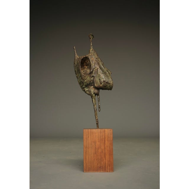 Mid-Century Modern Jetty Homan, Abstract Sculpture, 1970s, Bronze & Teak For Sale - Image 3 of 9