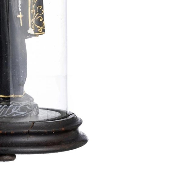 1920s Religious Artist, Saint Rita of Cascia, 1920s, Clay Sculpture in Glass Dome For Sale - Image 5 of 6