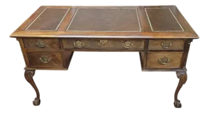 Fine Vintage Chippendale Leather Top Desk