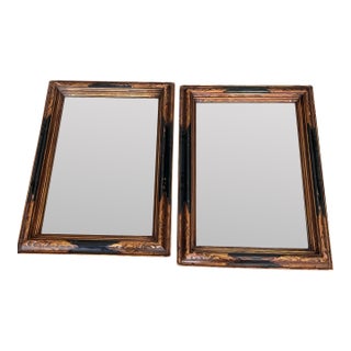C. 1880-1890 Regency Solid Wood Frames Beveled Glass Wall Mirrors a Pair For Sale