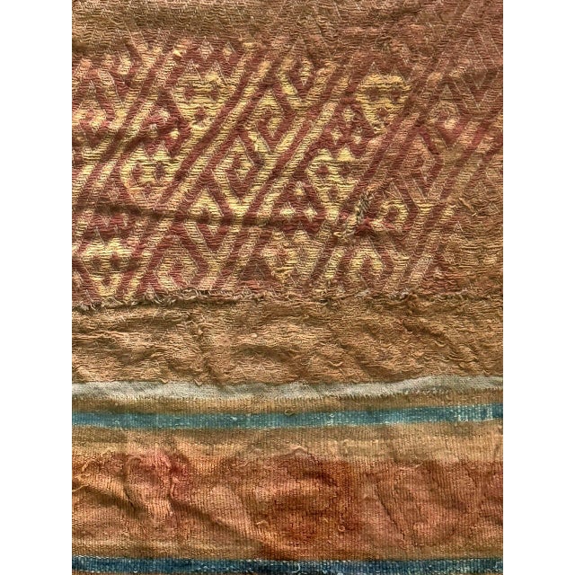 Maroon Framed Pre-Columbian Fine Textile Fragment from Chancay Culture For Sale - Image 8 of 15