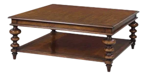Rustic Walnut Finish Square Coffee Table