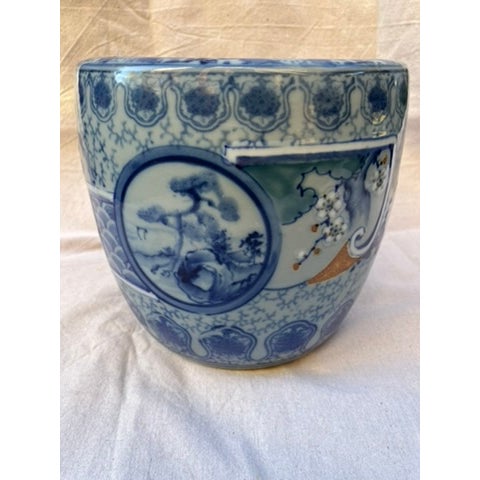 Japanese Blue and White Hibachi Pot For Sale - Image 6 of 13