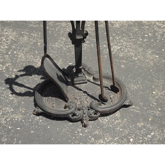 Vintage French Country Black Wrought Iron Set of Two Fireplace Tools For Sale - Image 13 of 15