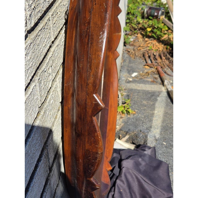 1920 Regency Style Solid Walnut Handmade American Round Mirror. For Sale - Image 11 of 16