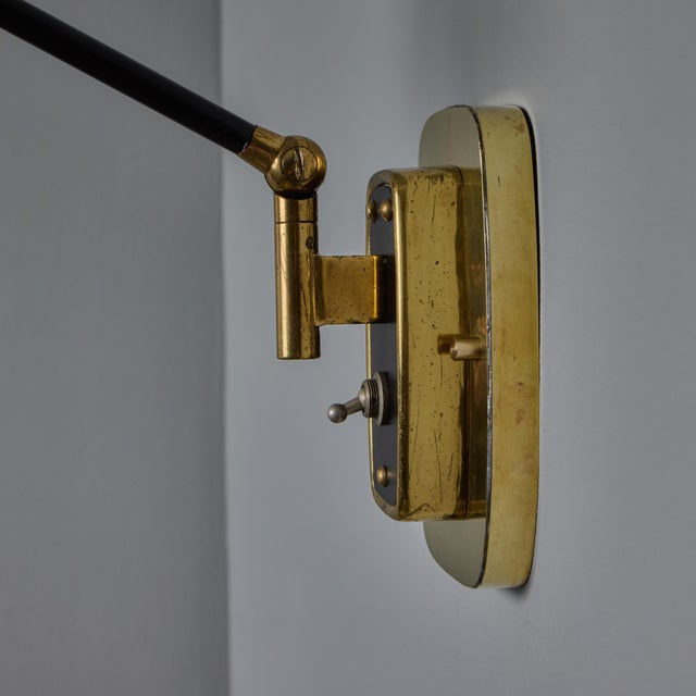 1950s Stilnovo Perforated Black Metal and Brass Sconce With Stamped Label For Sale - Image 13 of 17