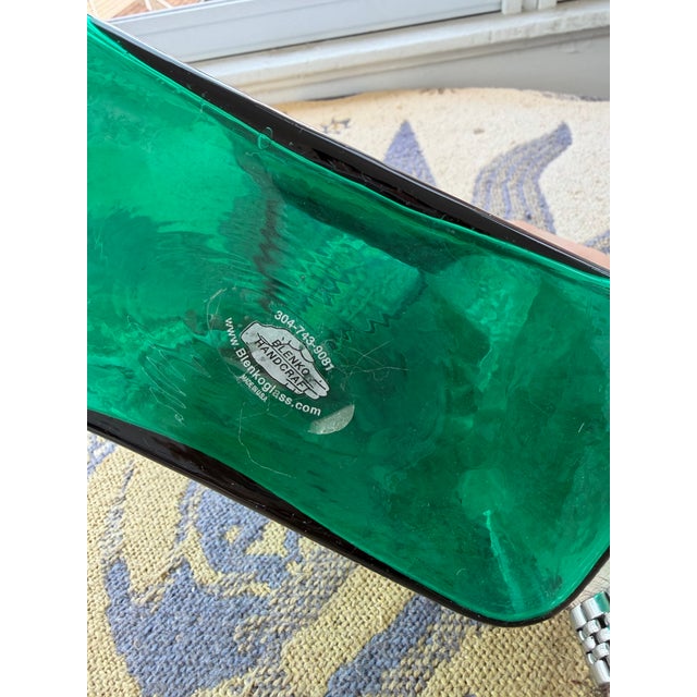 2000 - 2009 Emerald Green Blenko Glass Bottle For Sale - Image 5 of 5