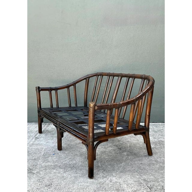 Vintage McGuire Bent Rattan Loveseat For Sale In West Palm - Image 6 of 12