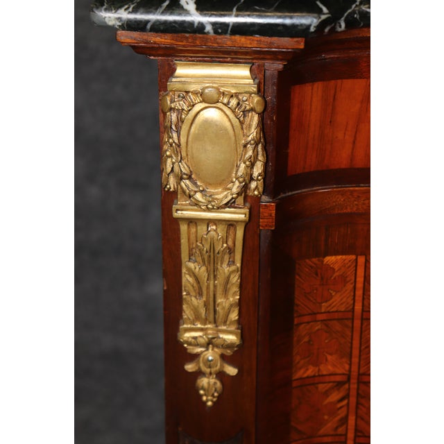 Stone French Louis XVI Maison Forest Marble Top Cabinet With Inset Chinoiserie Panels For Sale - Image 7 of 12