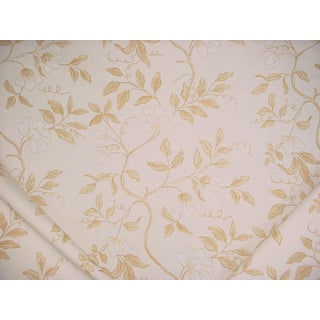 Gp & J Baker Opera Trail Honey Printed Linen Upholstery Fabric- 12 7/8 Yards For Sale
