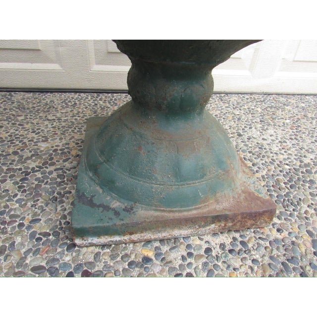 Pair of Antique French Medici Style Cast Iron Urns For Sale - Image 11 of 18