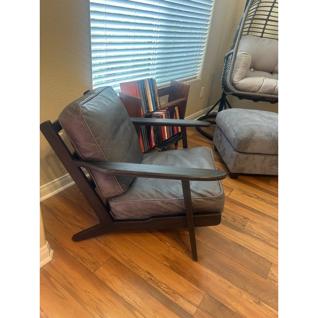 Pottery Barn Raylan Leather Arm Chair MCM For Sale In San Diego - Image 6 of 14
