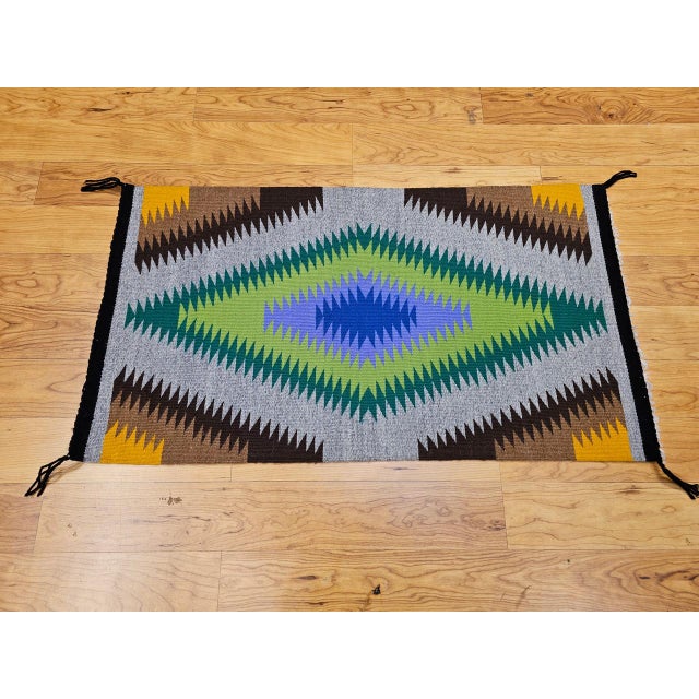 Textile Vintage Navajo Rug, Eye Dazzler Pattern, Wool & Cotton, Native American Wall Art, 2x3 For Sale - Image 7 of 15