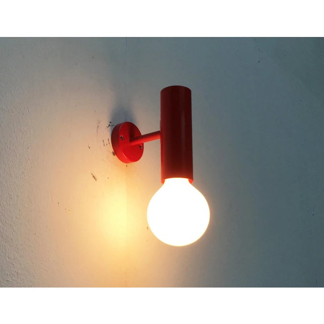 Mid-Century Modern Minimalist Red Wall Lamps, Set of 2 For Sale - Image 17 of 18