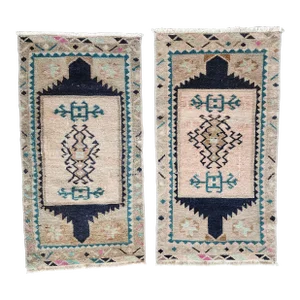 1960s Small Miniature Turkish Rug - a Pair