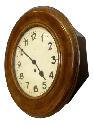 German Art Deco Wooden Round Wall Clock from Kienzle International, 1920s