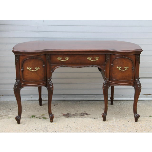 John Widdicomb Kidney Shaped Desk With Custom Glass Top For Sale - Image 9 of 9