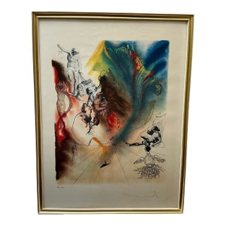 1970s Salvador Dalí 'Romantic' Signed Lithograph Numbered 89/1000 Framed Four Dreams For Sale