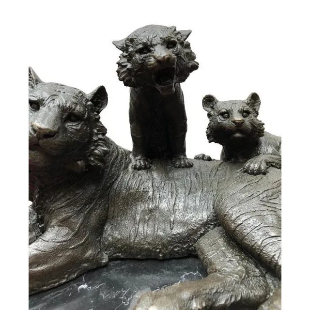 Bronze Casting Depicting Tiger and Cubs, 20th Century For Sale - Image 5 of 13