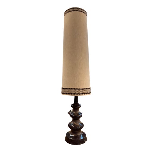 Floor Lamp in Dark Brown Beige Ceramic from EEA Leuchten For Sale