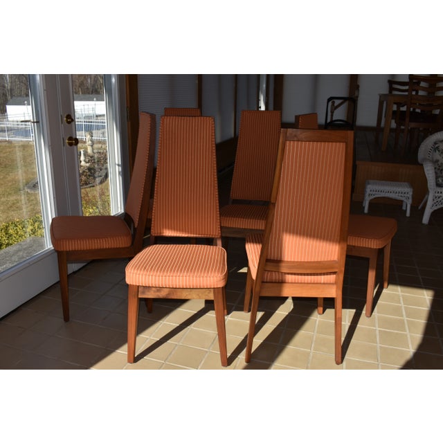 John Widdicomb 1960s Mid-Century Modern John Widdicomb Walnut and Upholstered Dining Chairs- Set of 6 For Sale - Image 4 of 12