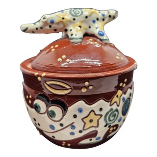 Pritchett & Shelby 1991 Art Pottery Vase Jar Imagine Dragon Dove Animalia For Sale