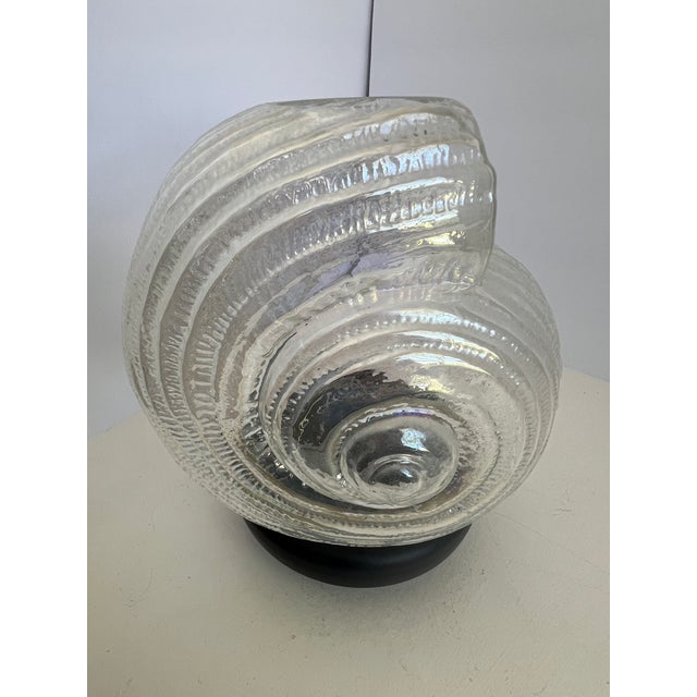 Large Vintage Nautilus Shell Glass Sculpture, 9" Hand Blown Art Glass For Sale - Image 4 of 18